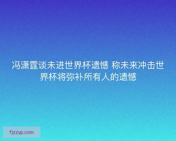 冯潇霆谈未进世界杯遗憾 称未来冲击世界杯将弥补所有人的遗憾