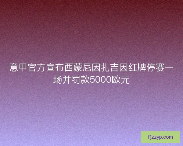 意甲官方宣布西蒙尼因扎吉因红牌停赛一场并罚款5000欧元