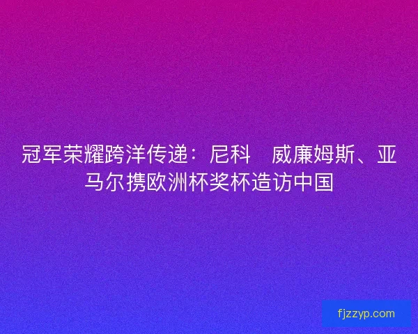 冠军荣耀跨洋传递:尼科・威廉姆斯、亚马尔携欧洲杯奖杯造访中国 冠军荣耀跨洋传递:尼科・威廉姆斯、亚马尔携欧洲杯奖杯造访中国